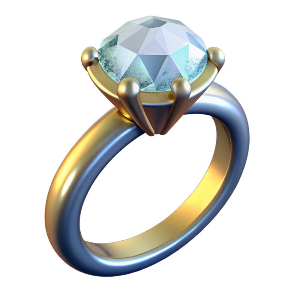 Sparkling diamond ring with lavishly detailed metalwork on transparent background png