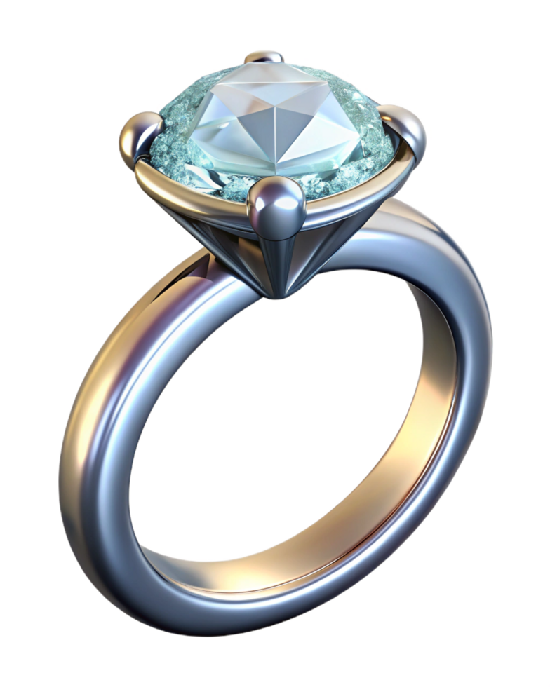 Timeless heirloom diamond ring with fine engraving on transparent background png