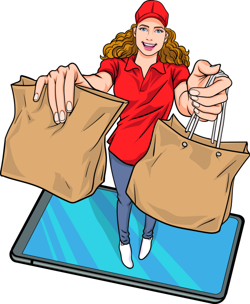 Pop art ecommerce delivery with fast and reliable shipping. png