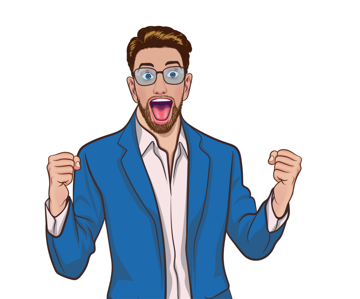 Retro pop art businessman making a dramatic hand gesture. png