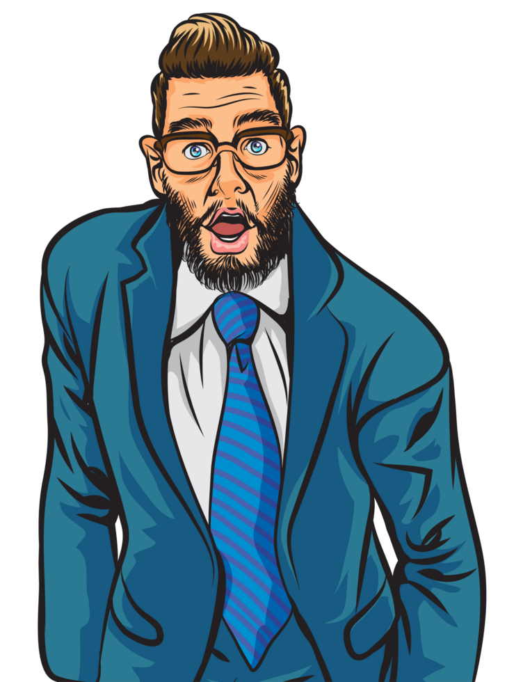 Senior executives in suits look dignified and have surprised expressions. png