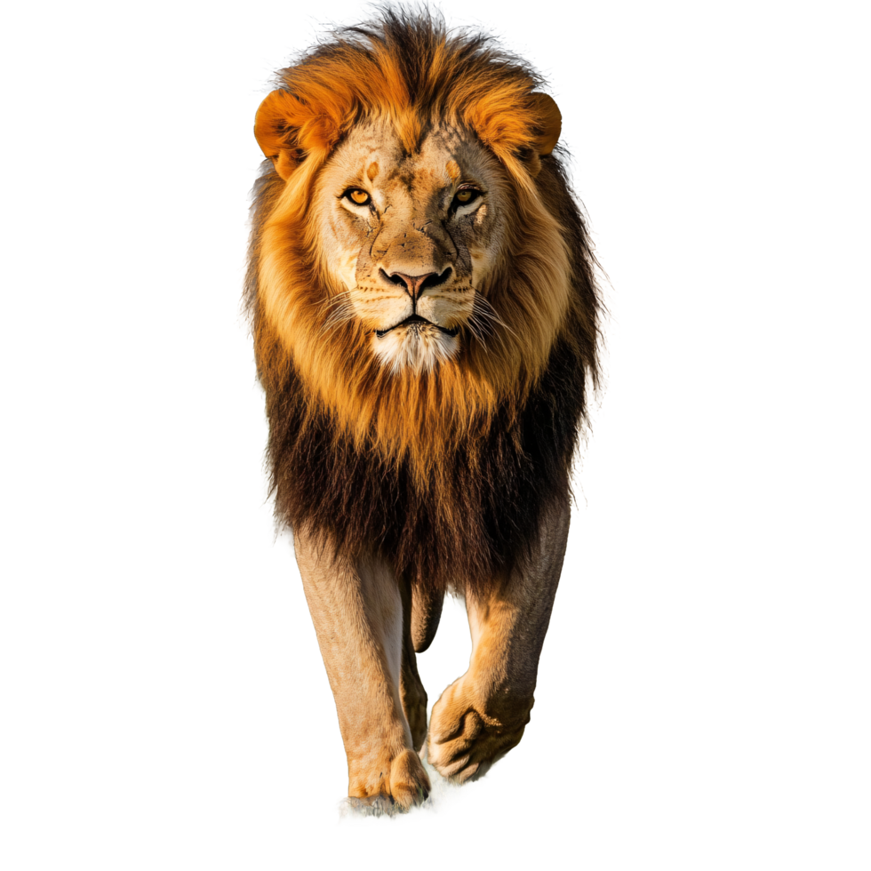 A lion walking on a transparent background png
