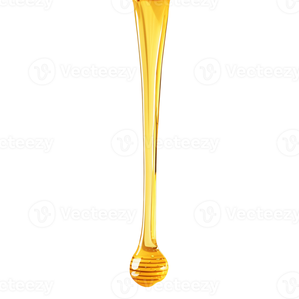 Organic Honey Drizzling from a Wooden Spoon in Smooth Waves png