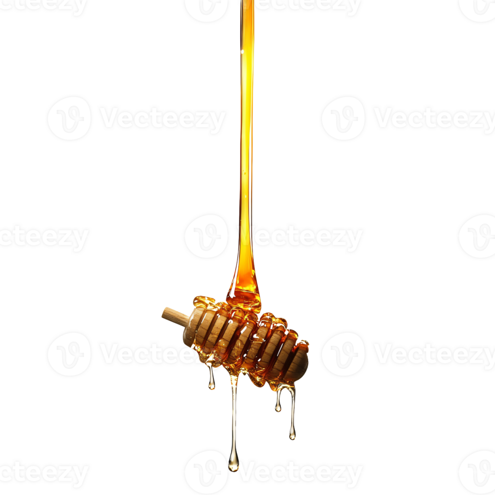 Lustrous Honey Slowly Dripping from a Honey Dipper png
