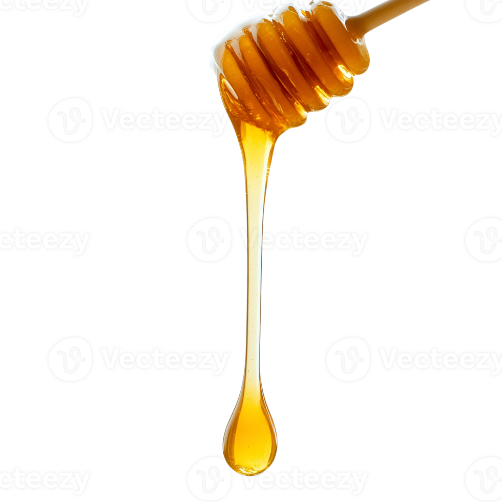 Liquid Gold Dripping from a Wooden Honey Dipper png
