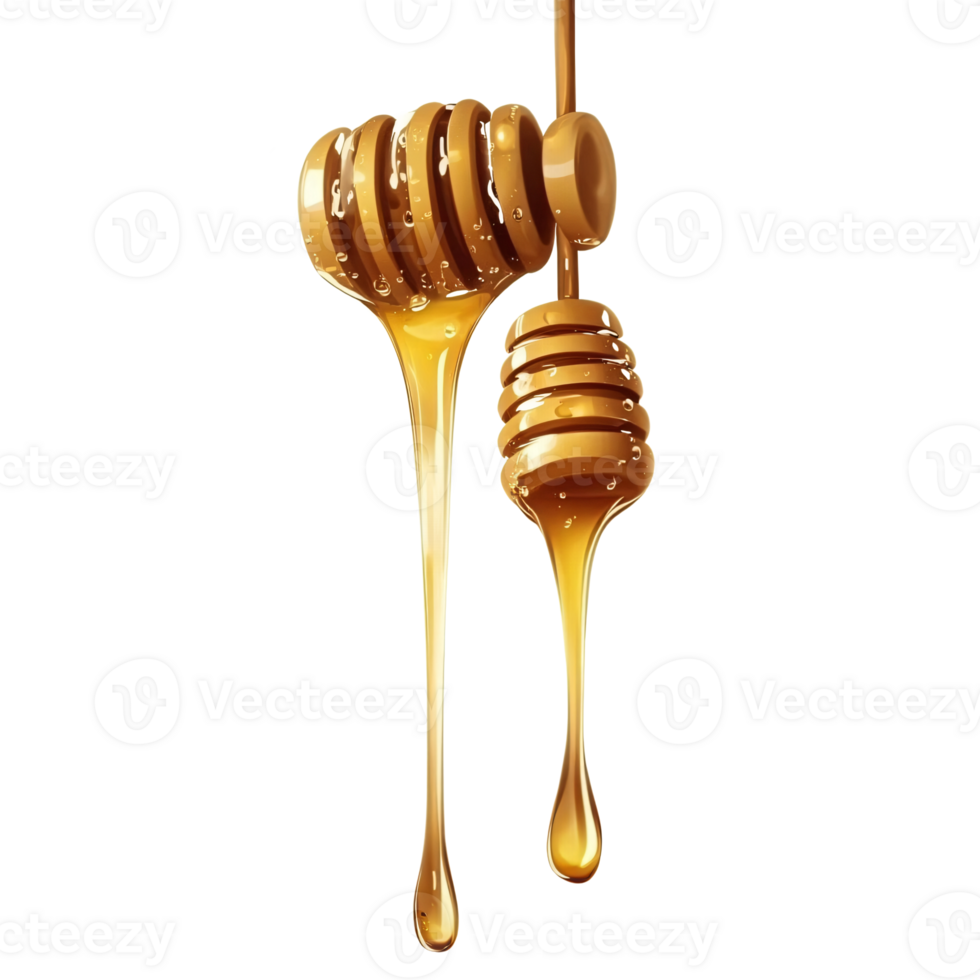 Lush Honey Falling in a Perfect Drizzle from a Honey Stick png