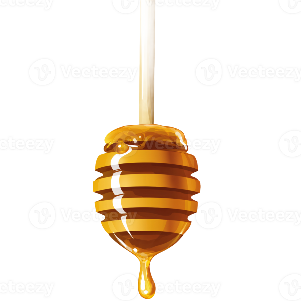 Slow-Motion Honey Dripping from a Wooden Spoon png