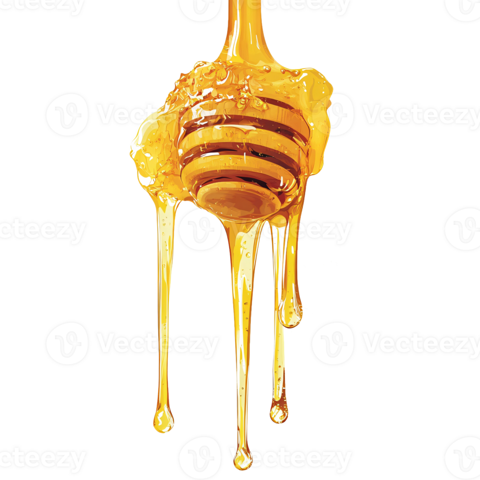 Golden Syrup-Like Honey Falling from a Wooden Drizzler png