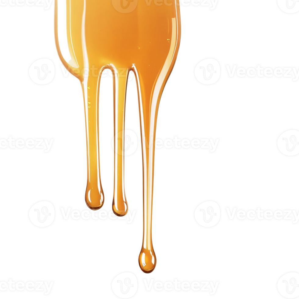 Golden Amber Honey Flowing in Drops png