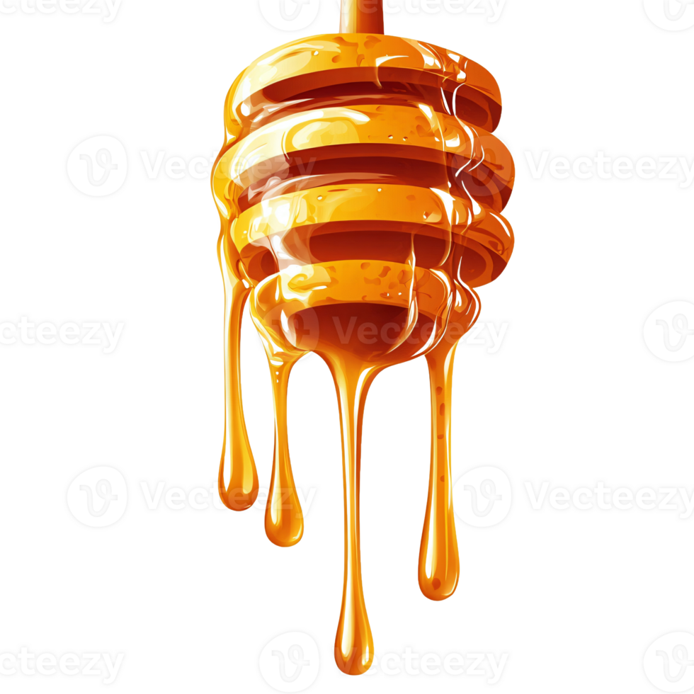 Thick, Natural Honey Flowing from a Honey Stick png
