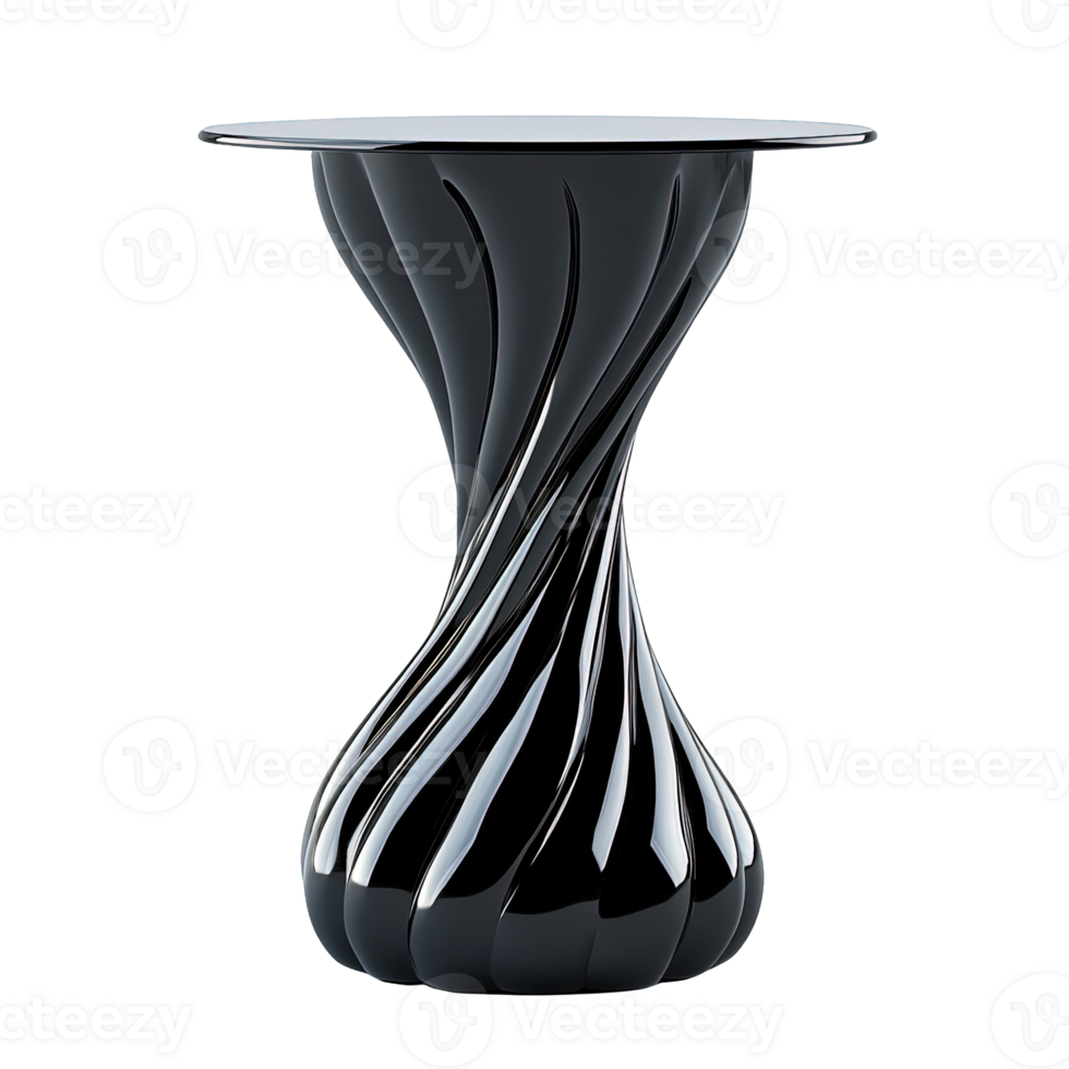 Luxurious Side Table with Glossy Twisted Base and Glass Top Finish Isolated on Transparent Background png