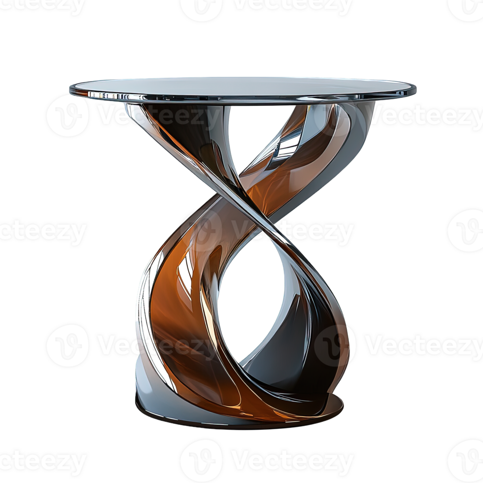Stylish Glass-Top Accent Table with Artistic Twisted Base Design Isolated on Transparent Background png