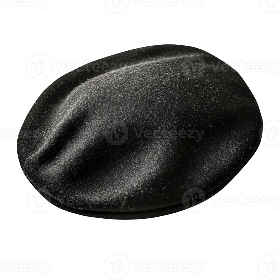 Minimalist Black Wool Beret Isolated on Transparent Background png