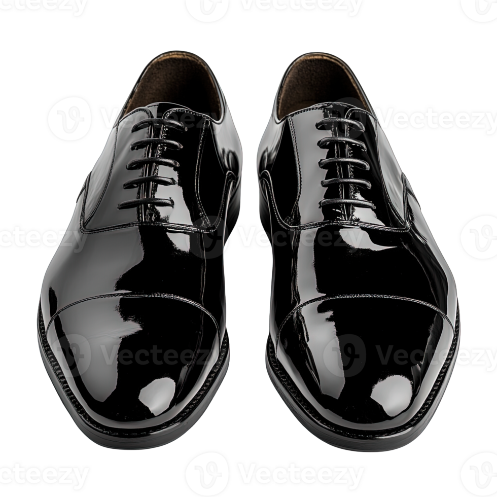 Premium Glossy Black Dress Shoes Isolated on Transparent Background png