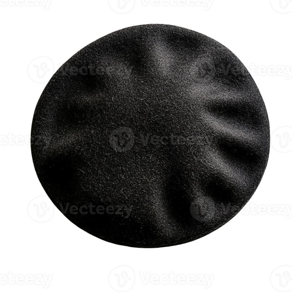 Classic Black Wool Beret Isolated on Transparent Background png