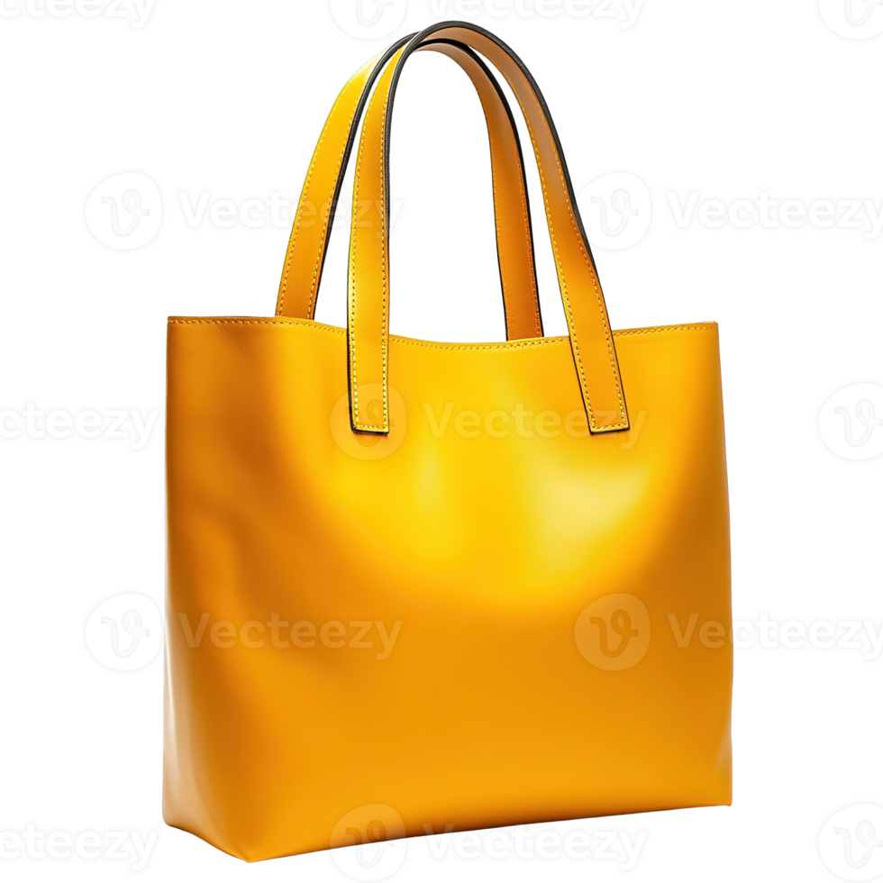 Contemporary Mustard Yellow Vegan Tote Bag Isolated on Transparent Background png
