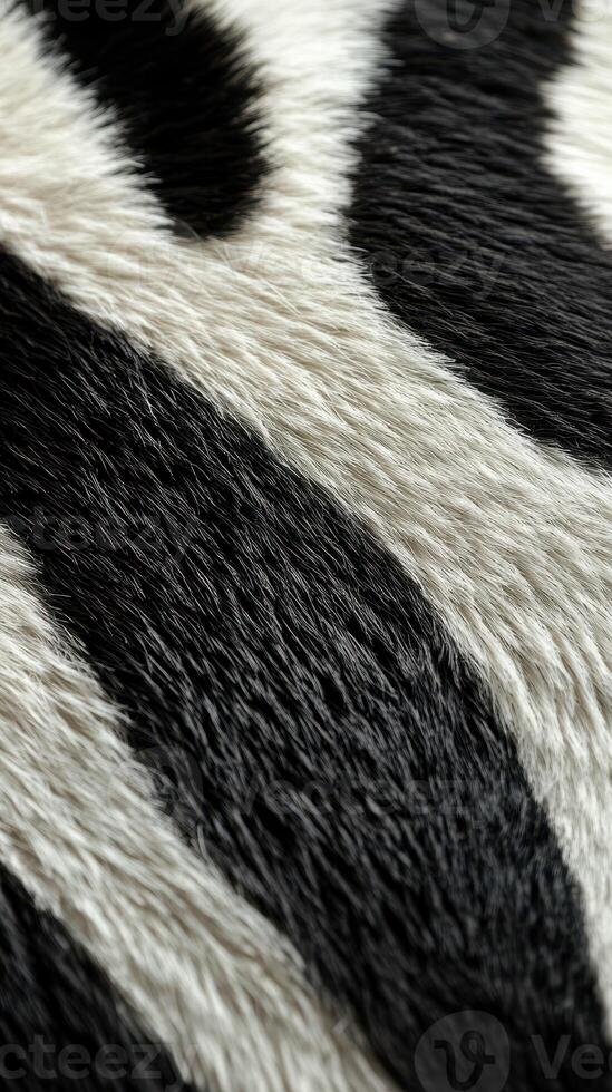 Detailed close-up of black and white animal fur pattern on a soft surface showcasing unique texture and natural colors photo