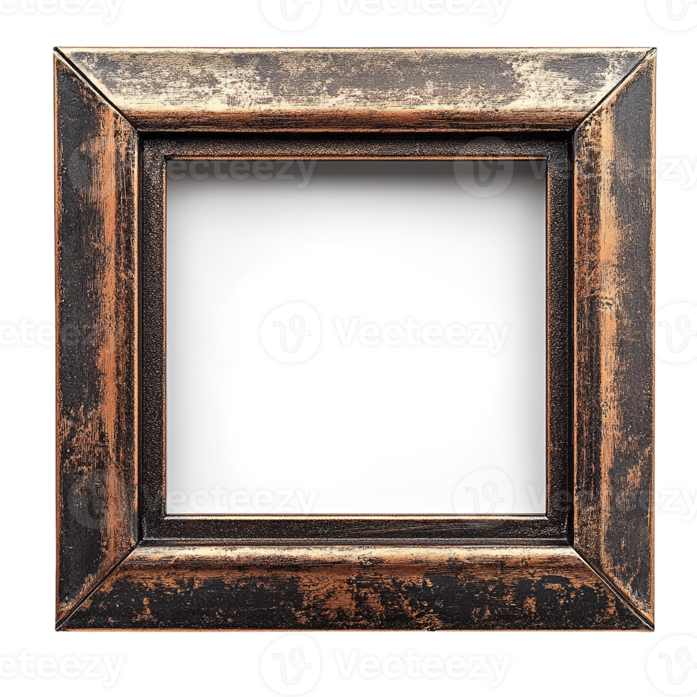 Classic Bronze-Edged Rectangular Picture Frame with Vintage Appeal Isolated on Transparent Background png