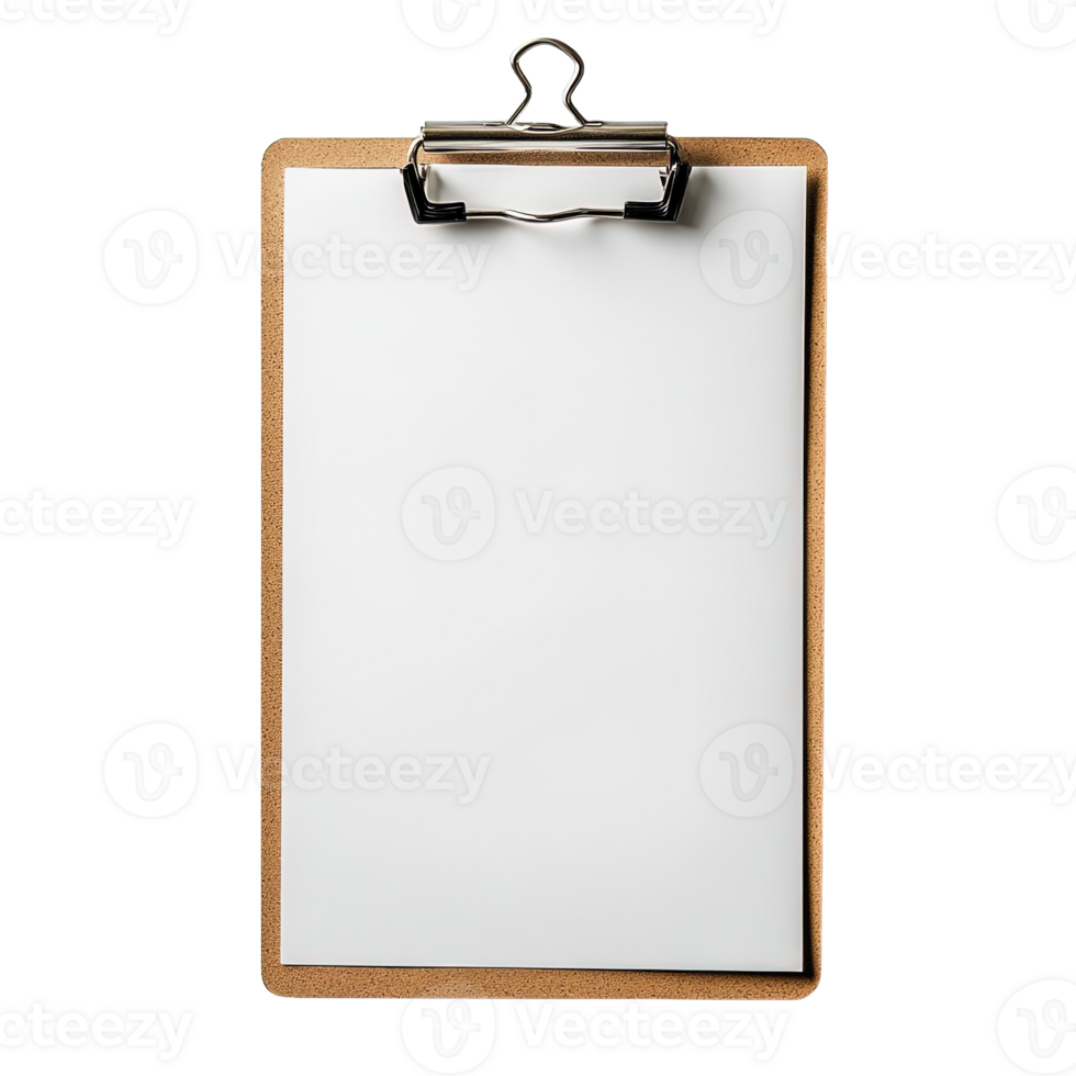 Wooden and Clear Plastic Clipboard with Empty Sheets on a Transparent Background png