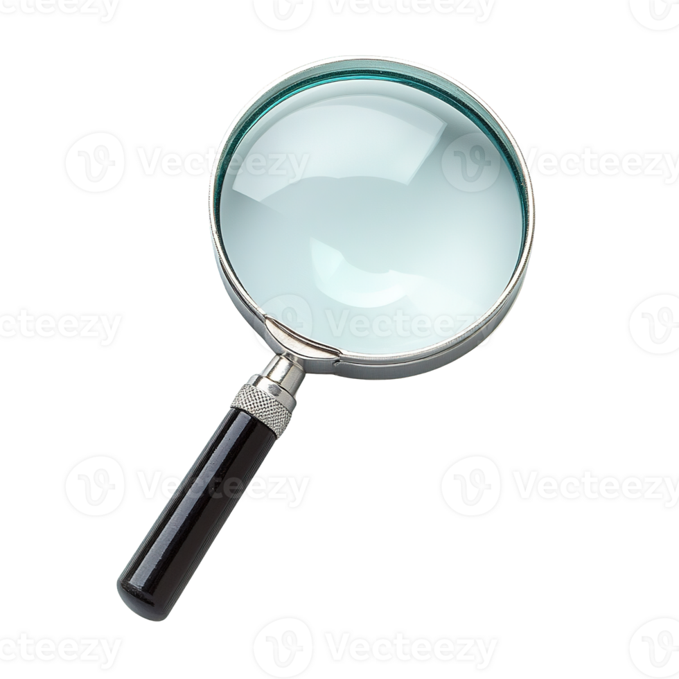 Modern Magnifying Glass with Round Lens and Elegant Handle Isolated on Transparent Background png