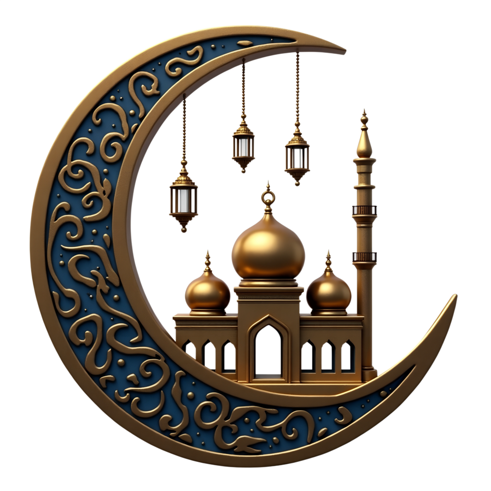 Eid Mubarak Graphi Stunning Crescent and Mosque Design png