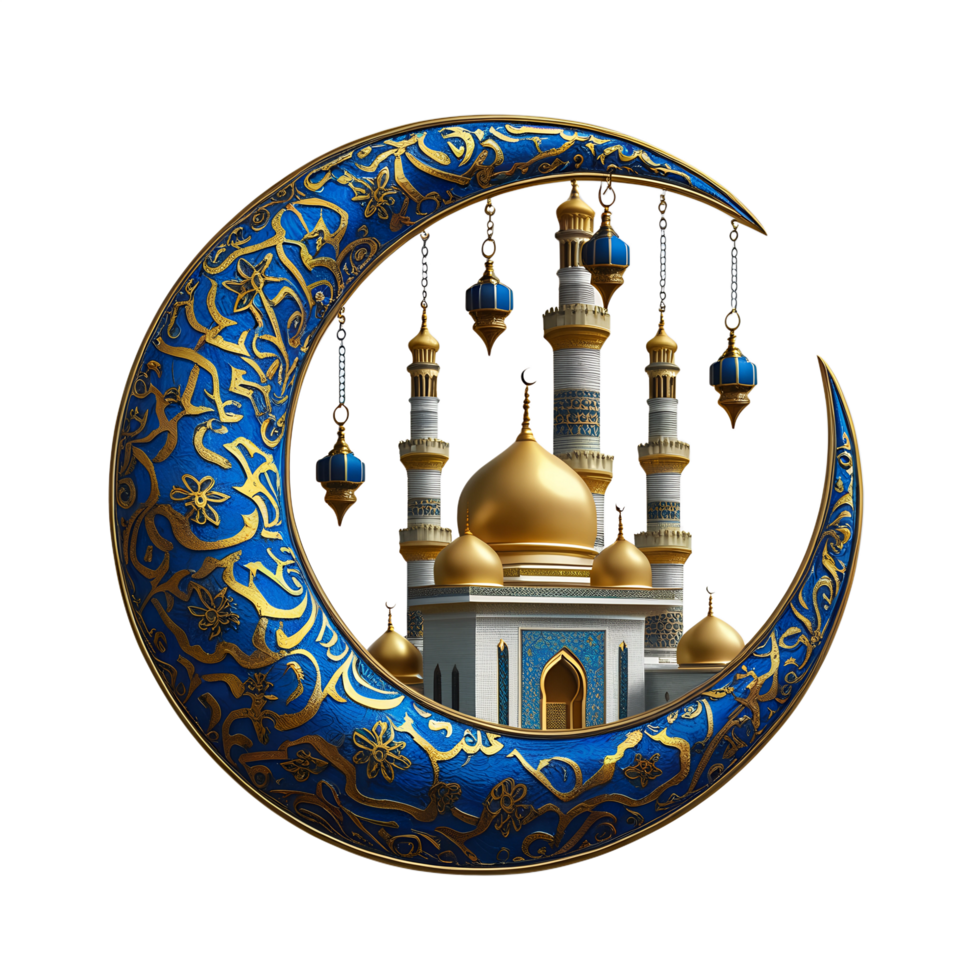 Premium Ramadan Crescent Mosque Illustration for Digital Use png