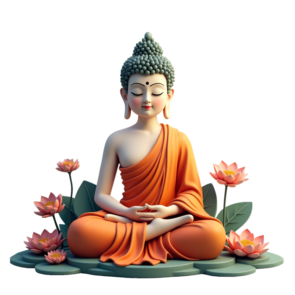 Meditating Buddha with Sunset Glow Mindfulness Serenity Print png
