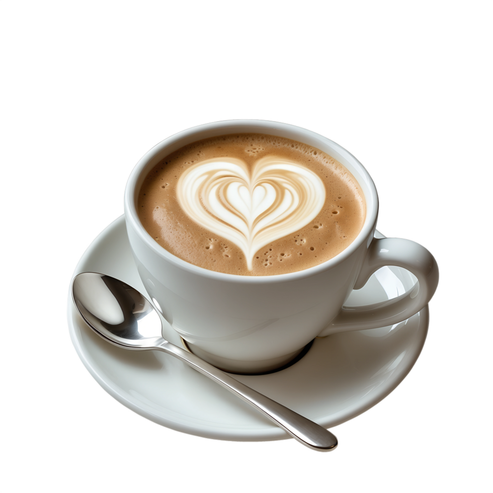 Beautiful Cappuccino with Heart Latte Art Coffee Image png