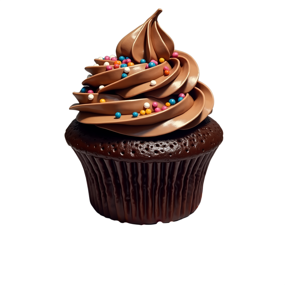 Mouthwatering Chocolate Cupcake on Plate Ideal for Food Blogs Marketing png