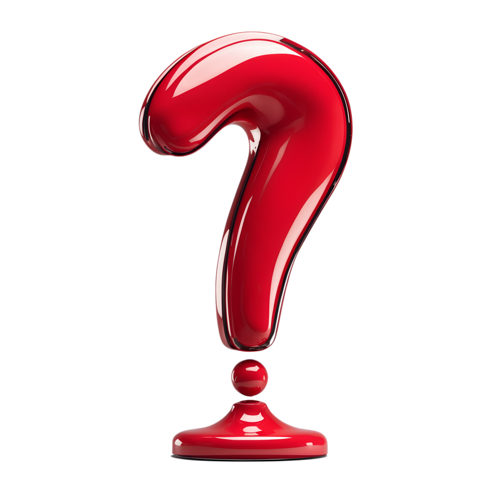 Shiny 3D Red Question Mark Transparent Background png