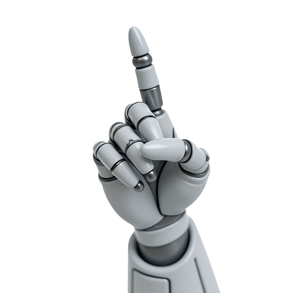 Cybernetic Robotic Hand with Finger Pointing AI and Automation Symbol png