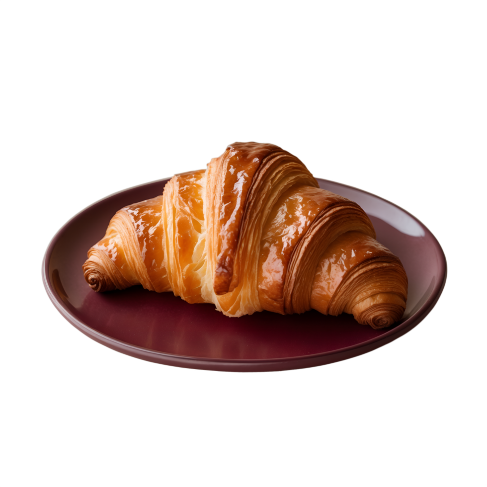 Golden Brown Croissant on White Plate Perfect for Cafe Menu Designs png