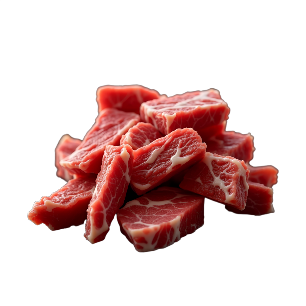 Tender Raw Beef Pieces with Rosemary Ideal for Steak Barbecue png