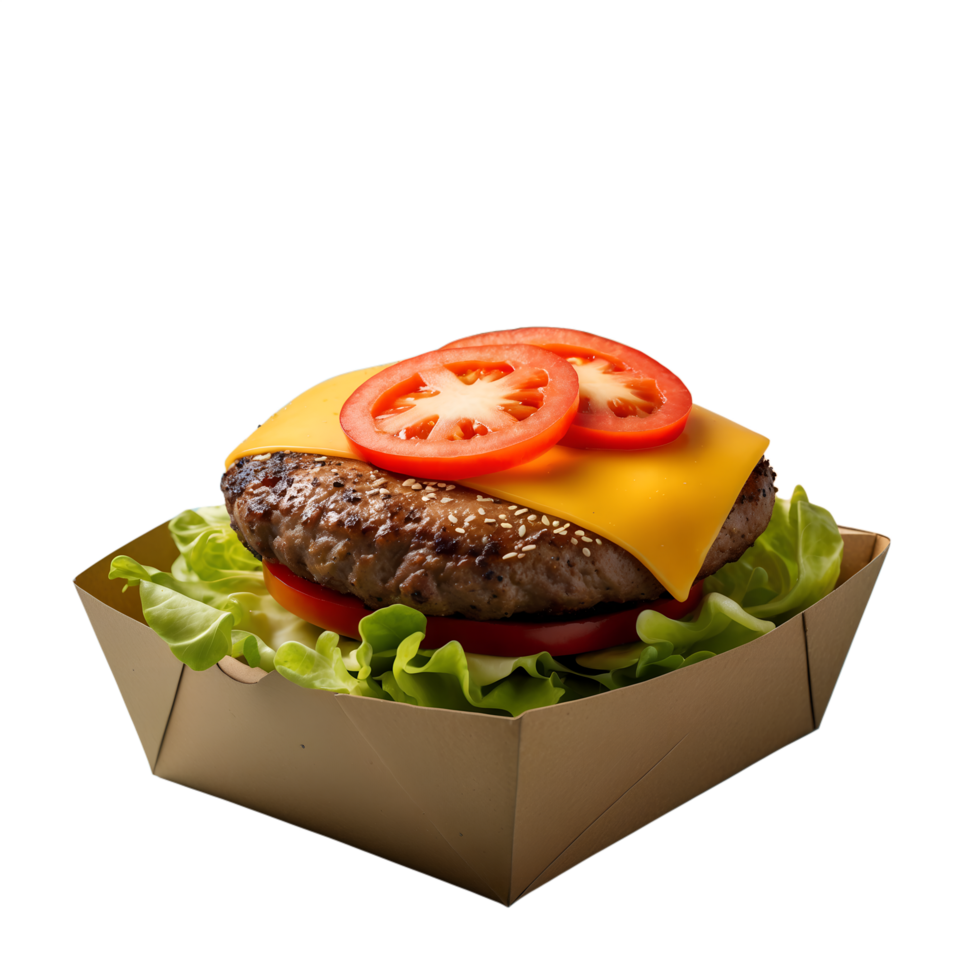 Tasty Fast Food Juicy Burger with Cheese Lettuce and Tomato png
