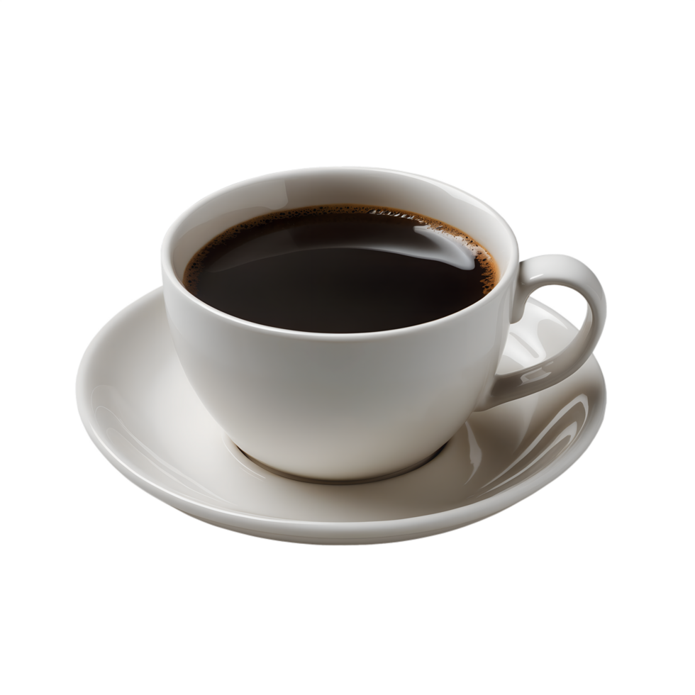 Classic Black Coffee in White Cup High Quality Image with Transparent Background png