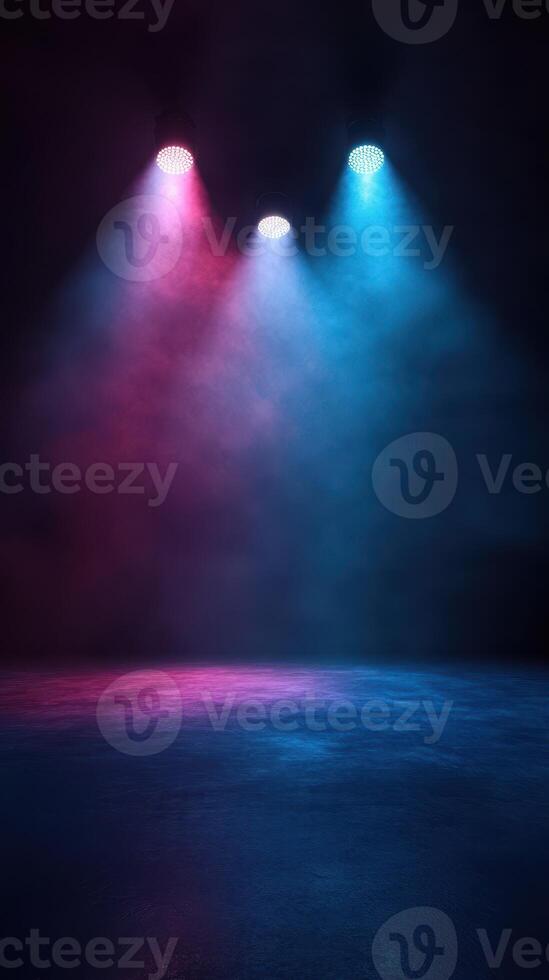 Colorful stage lighting creates a vibrant atmosphere in a performance venue during a nighttime event photo