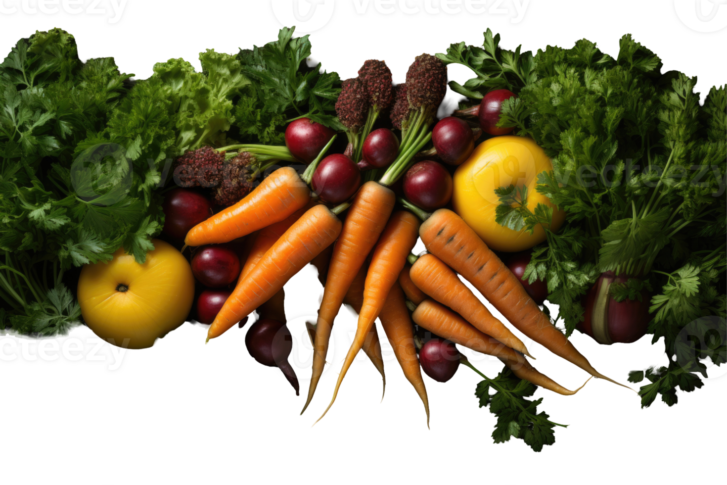 Carrots, tomatoes, and other vegetables are arranged in a circle png