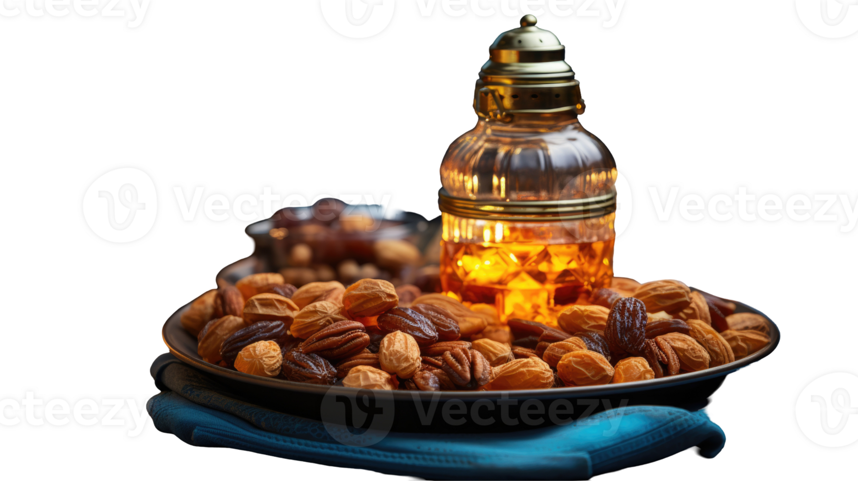 Dates and nuts in a glass bottle png