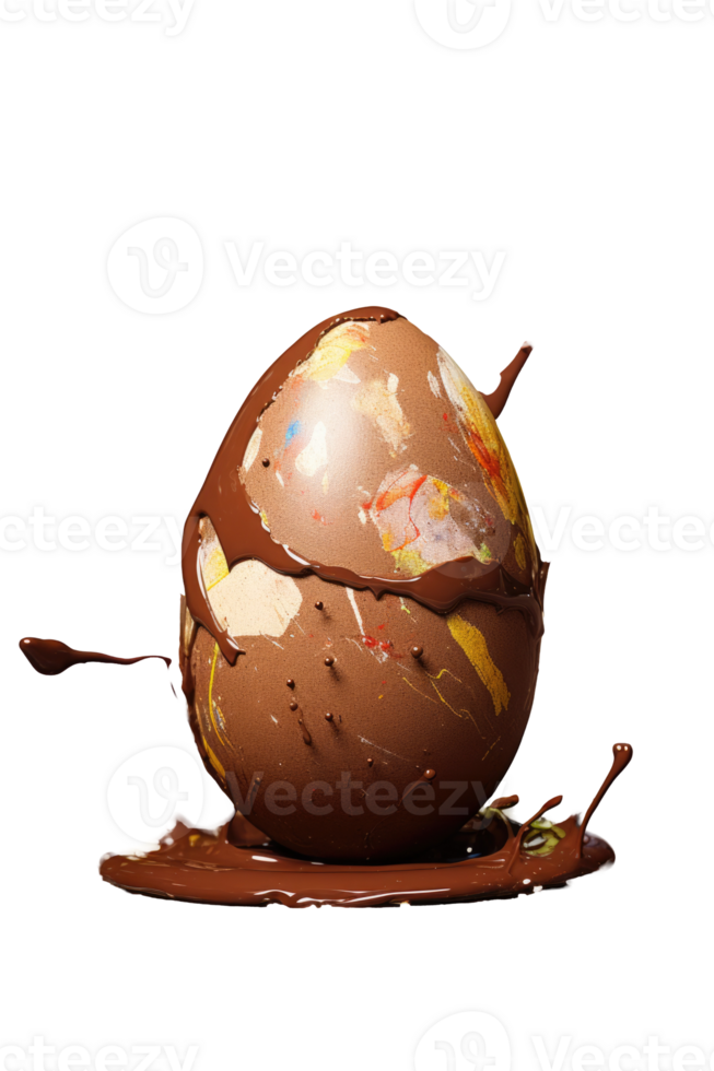 Chocolate easter egg with splashes of paint png