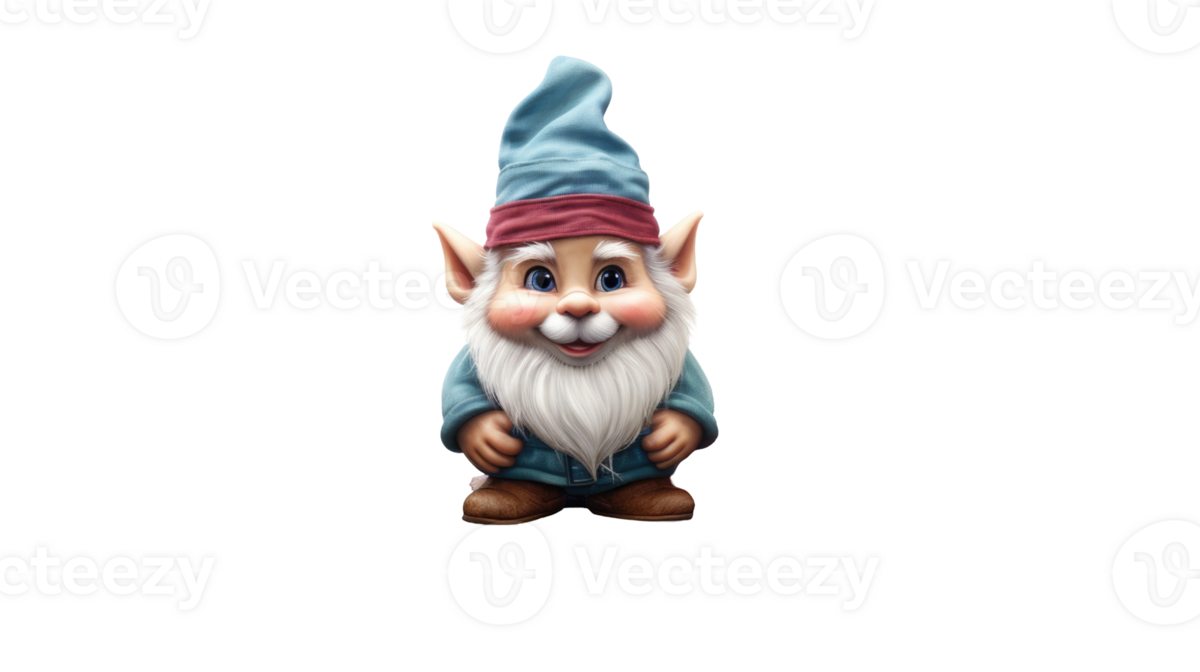 A gnome figurine with a blue hat and a red beard png