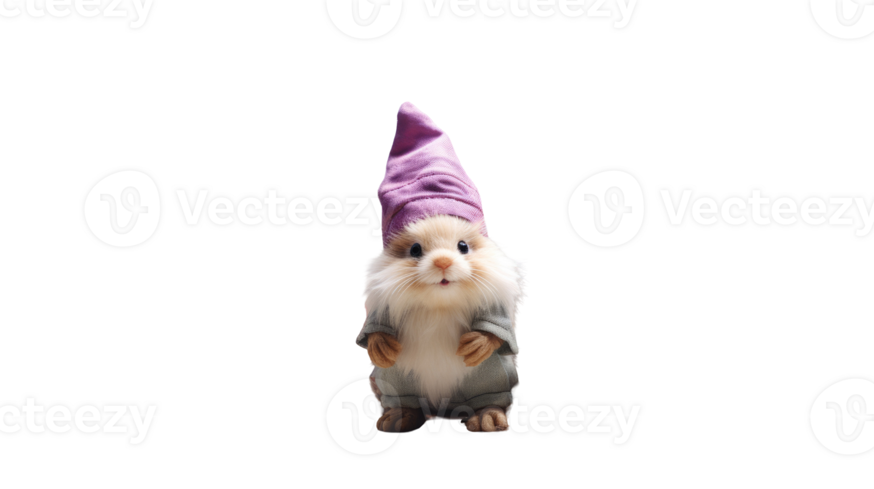 A small white rabbit wearing a purple hat png