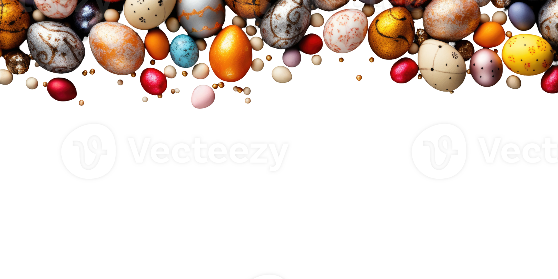 A black background with many colorful eggs png