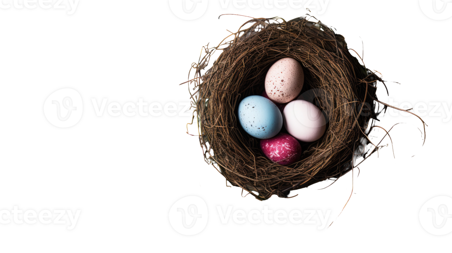 A bird's nest with four eggs in it png