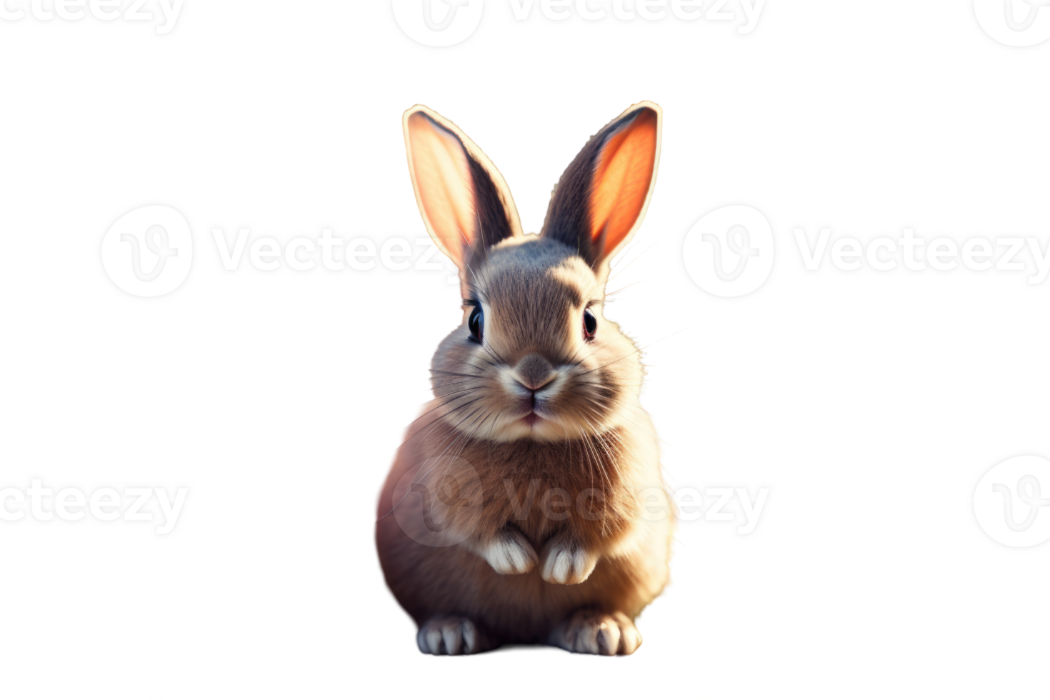 A small brown rabbit is standing on a black background png