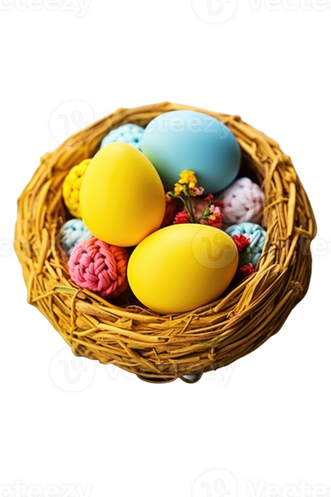 Easter eggs in a nest on a black background png