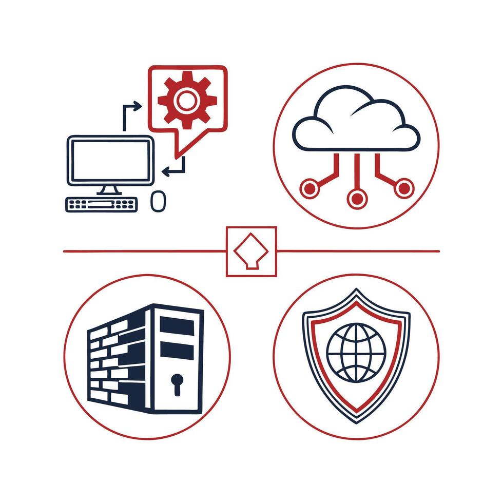 Four icons that show the different types of security vector
