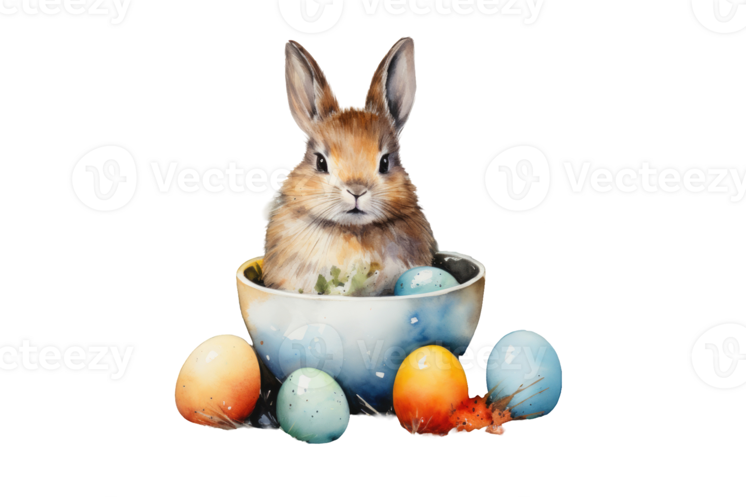 Easter bunny watercolor egg png
