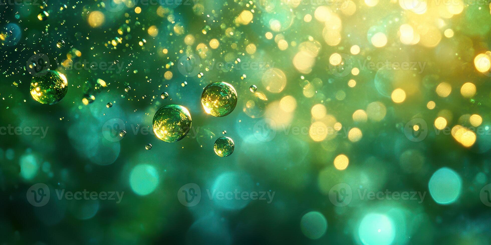 Colorful bokeh and sparkling bubbles create a dreamy atmosphere with vibrant hues photo
