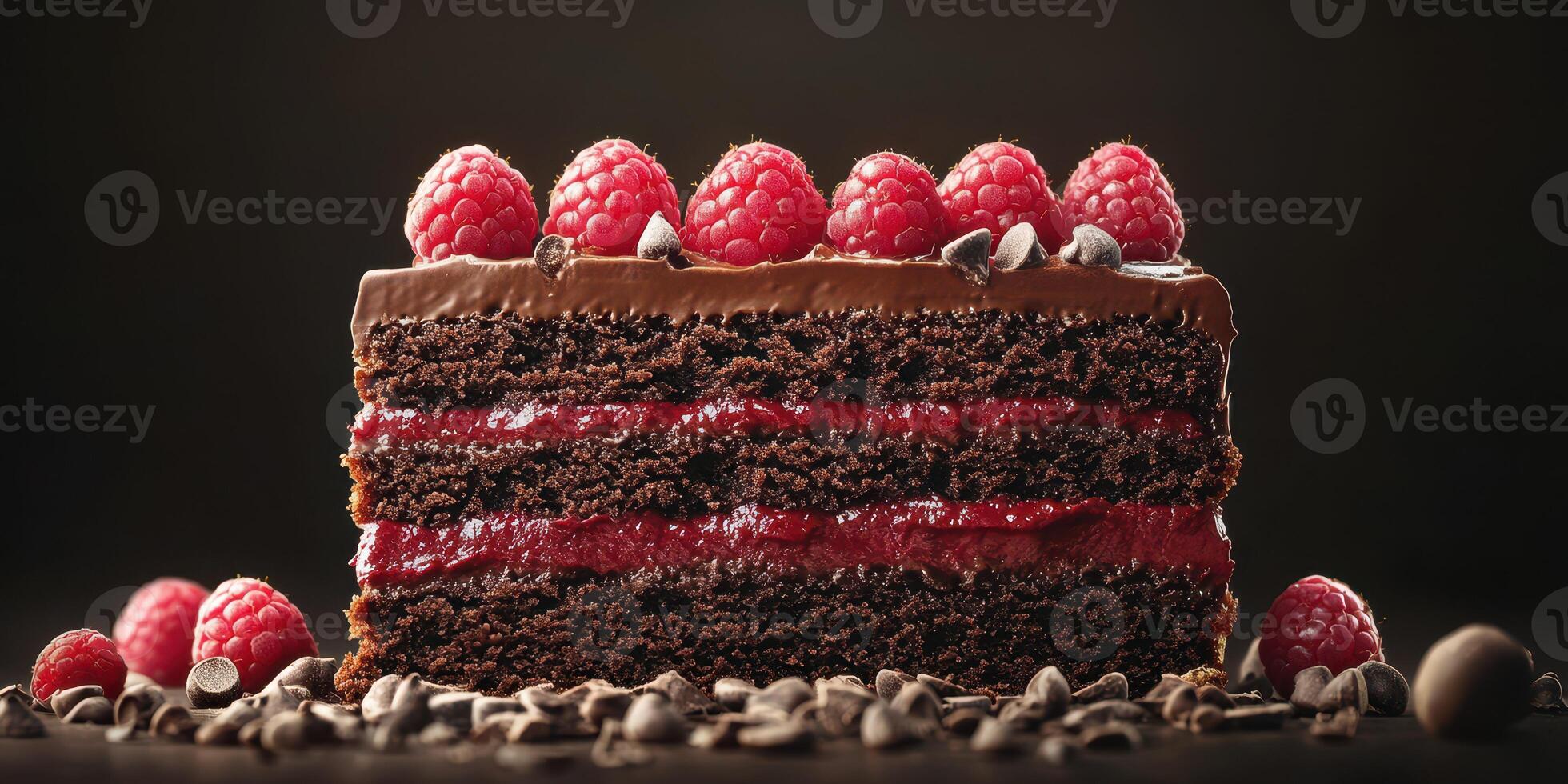 Decadent chocolate raspberry cake with layers of rich chocolate and sweet filling photo