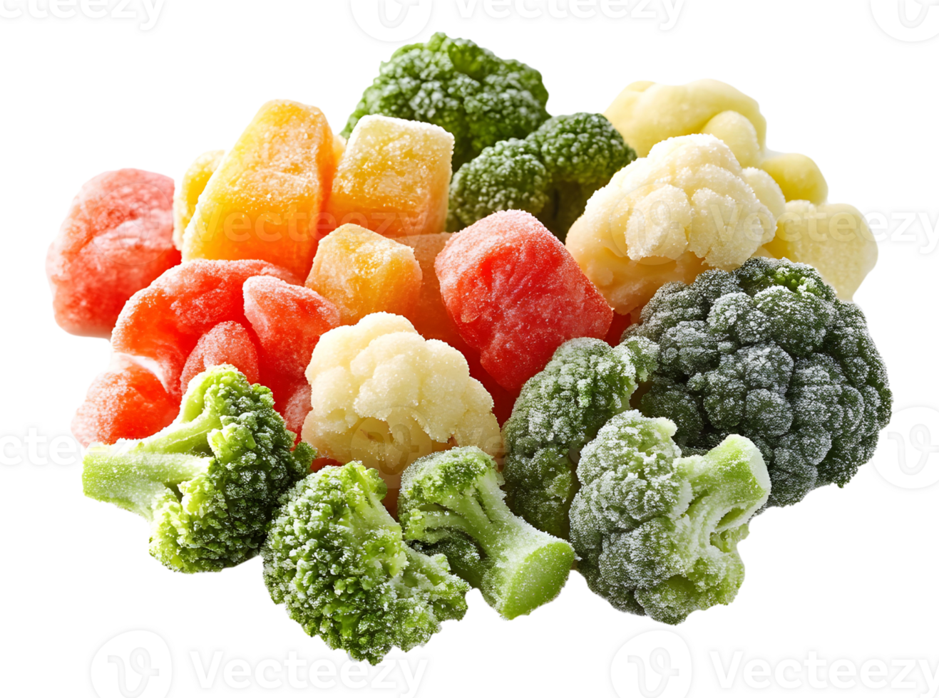 Assorted fresh and frozen vegetables in vibrant colors ready for a healthy meal or snack preparation in a bright setting at any time of year png